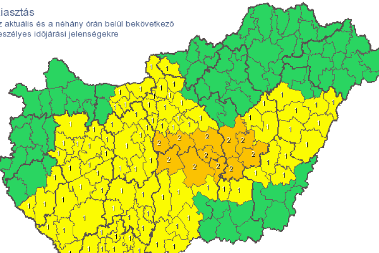 Narancssárga (2. fokú) riasztás Bács-Kiskun megye több járására